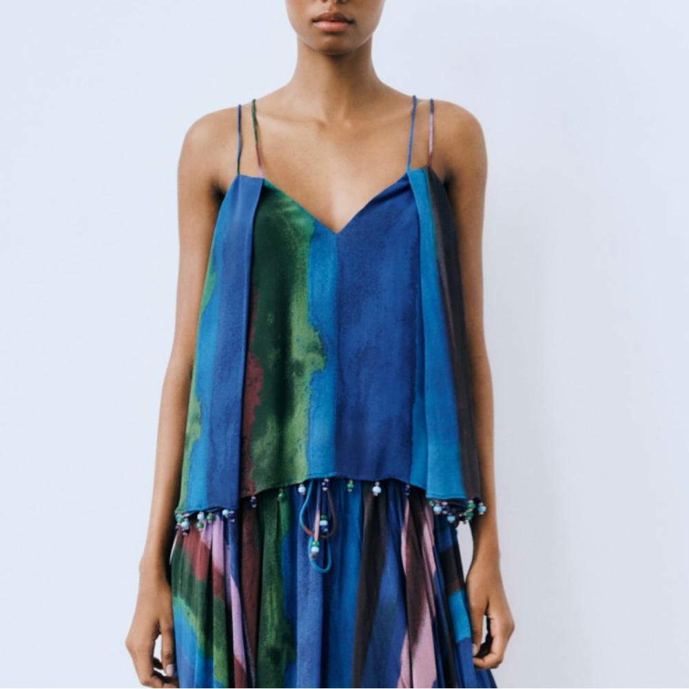 Zara blue strappy beaded camisole